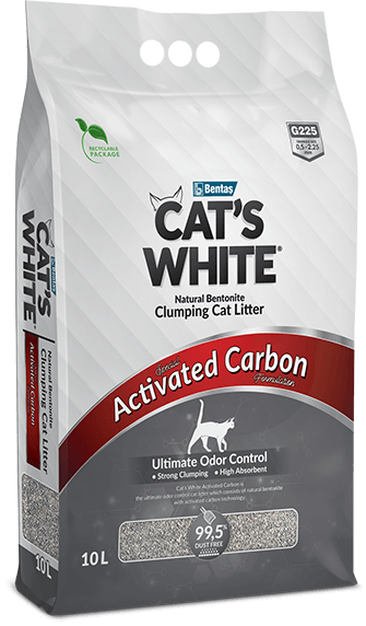 חול מתגבש לחתולים CAT'S WHITE בתוספת פחם פעיל 10 ליטר